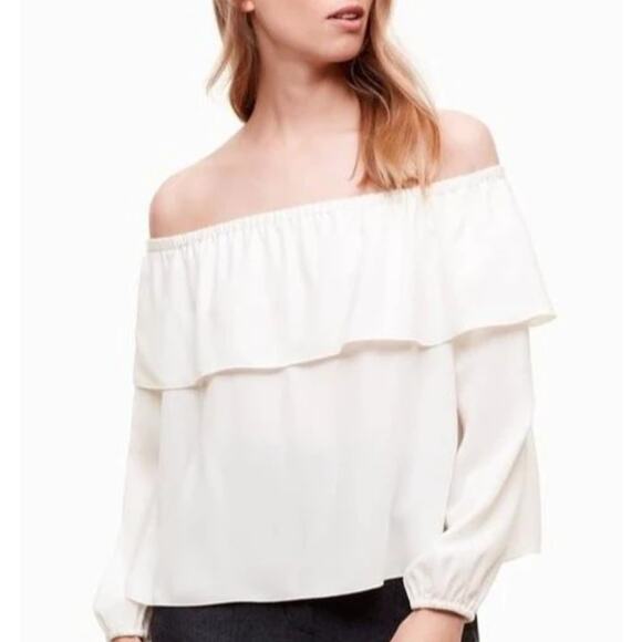 Aritzia Wilfred Morel Off the Shoulder White Long Sleeve Top Size Medium - Picture 1 of 5